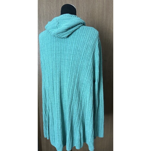 Barefoot Dreams Cozy Chic Ultra Lite Ribbed Hooded Cardigan Sweater Turquoise 1X - Picture 3 of 10